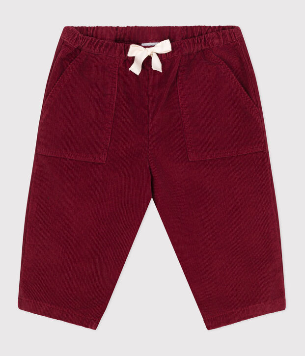 Pantalon b&eacute;b&eacute; en velours uni rouge