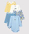 Lot de 5 bodies manches longues panth&egrave;re b&eacute;b&eacute; en coton multicouleur