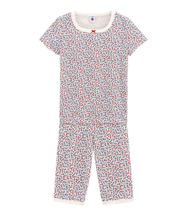 Pyjacourt petite fille en c&ocirc;te blanc/multicouleur
