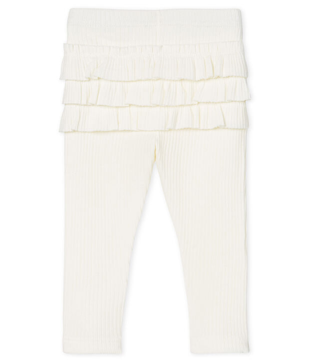 Legging &agrave; volants b&eacute;b&eacute; fille blanc