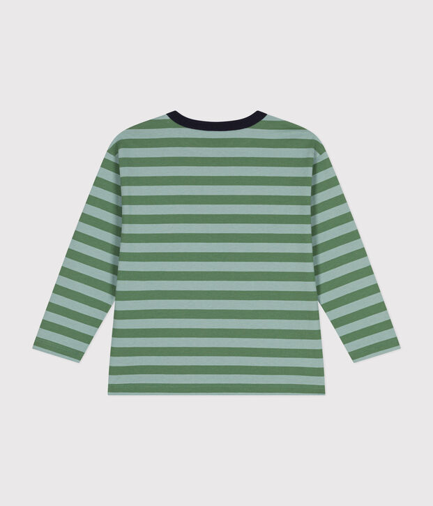 Tee-shirt manches longues en jersey fin enfant gar&ccedil;on vert/vert