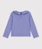 Tee-shirt &agrave; col enfant manches longues uni violet
