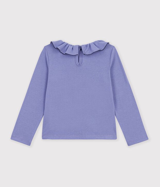 Tee-shirt &agrave; col enfant manches longues uni violet