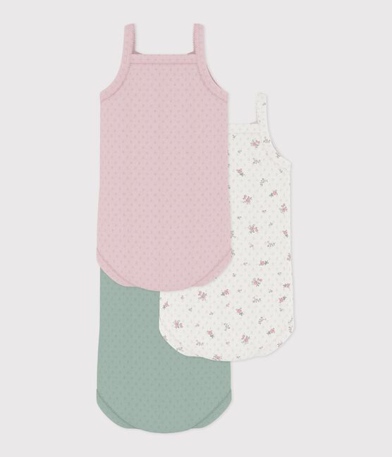 Lot de bodies bretelles en coton ajouré fleuri bébé variante 1