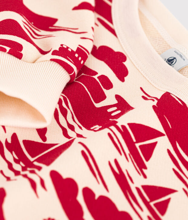 Sweatshirt en molleton imprim&eacute; enfant gar&ccedil;on &eacute;cru/rouge