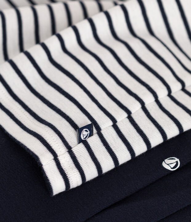 Ensemble robe et legging en coton b&eacute;b&eacute; blanc/bleu