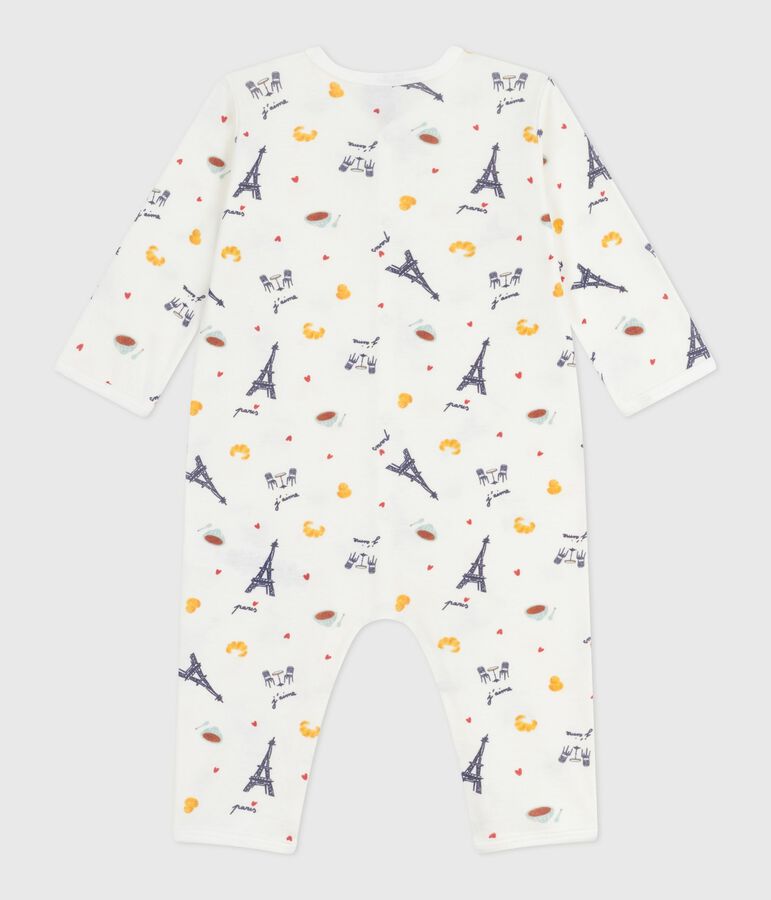 Pyjama b&eacute;b&eacute; en coton sans pieds imprim&eacute; Paris blanc MARSHMALLOW/blanc MULTICO