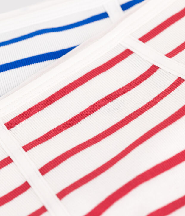 Lot de 2 culottes femme en coton taille haute &agrave; rayures multicouleur