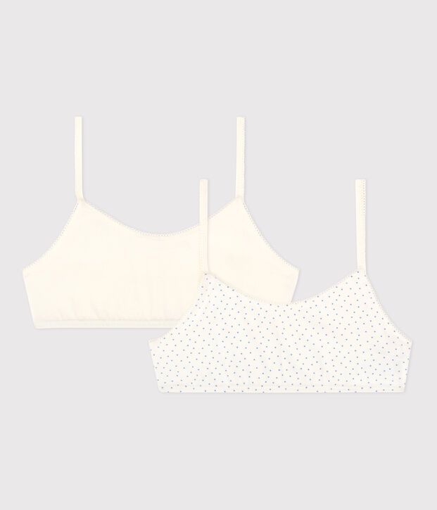Lot de 2 brassi&egrave;res &agrave; pois en coton et &eacute;lasthanne petite fille multicouleur