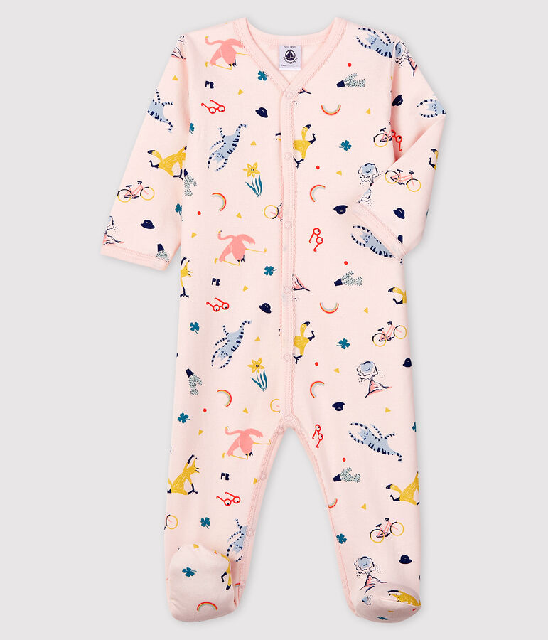 Dors-bien &agrave; imprim&eacute; animaux b&eacute;b&eacute; fille en molleton rose/multicouleur