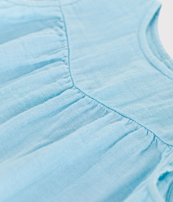 Robe bébé en coton sans manches unie bleu AQUATIC
