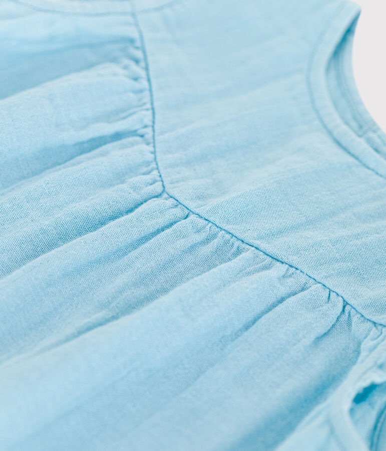 Robe b&eacute;b&eacute; en coton sans manches unie bleu AQUATIC