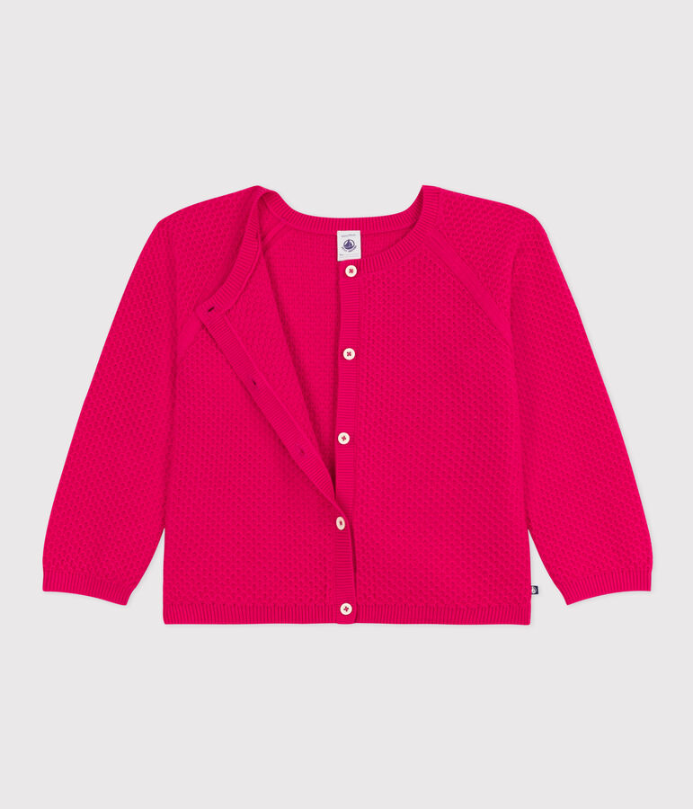 Cardigan en coton enfant fille rose DELHI