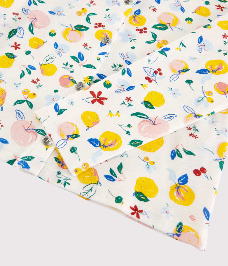 Cardigan en coton enfant fille blanc/multicouleur