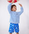 Sweatshirt à capuche enfant mixte en coton éponge à rayures bleu MARSHMALLOW/ PORCELANA