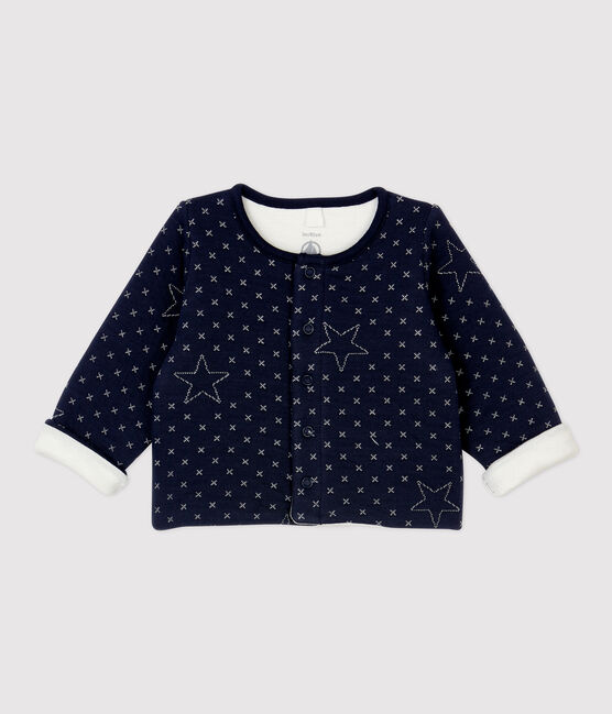 Cardigan bébé matelassé motifs étoiles en coton biologique bleu SMOKING