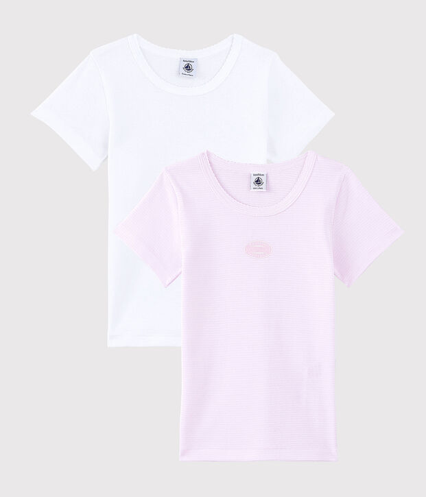 Lot de 2 tee-shirts petite fille en coton biologique multicouleur