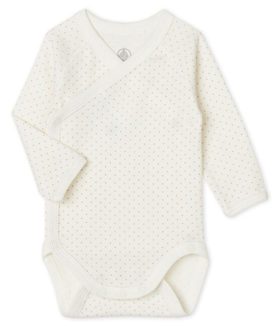Body naissance manches longues bébé blanc MARSHMALLOW/rose CHARME