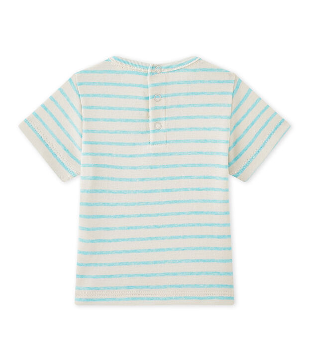 T-shirt b&eacute;b&eacute; gar&ccedil;on manches courtes ray&eacute; beige/vert