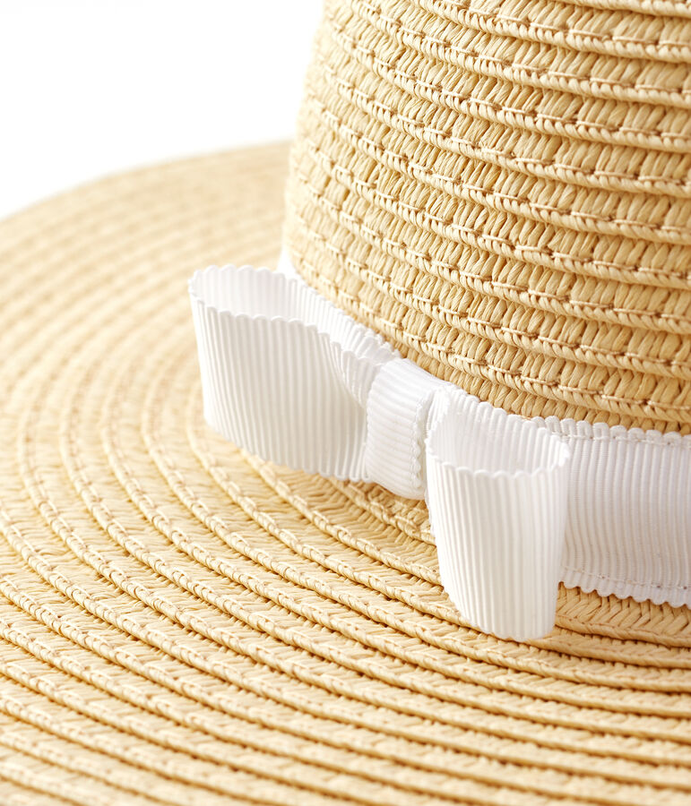 Chapeau de paille b&eacute;b&eacute; fille rose NATUREL