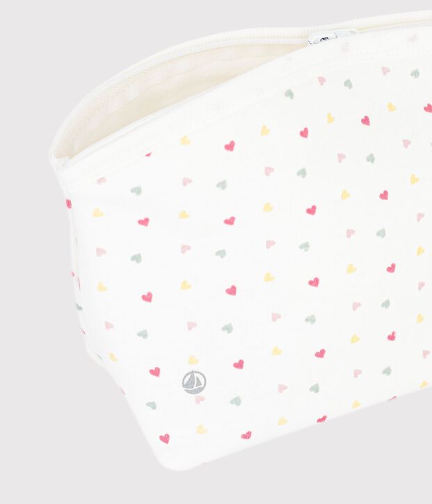 Pochette b&eacute;b&eacute; en coton imprim&eacute; petits c&oelig;urs blanc/multicouleur