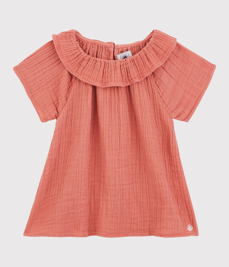 Blouse en gaze de coton bio enfant fille rose PAPAYE