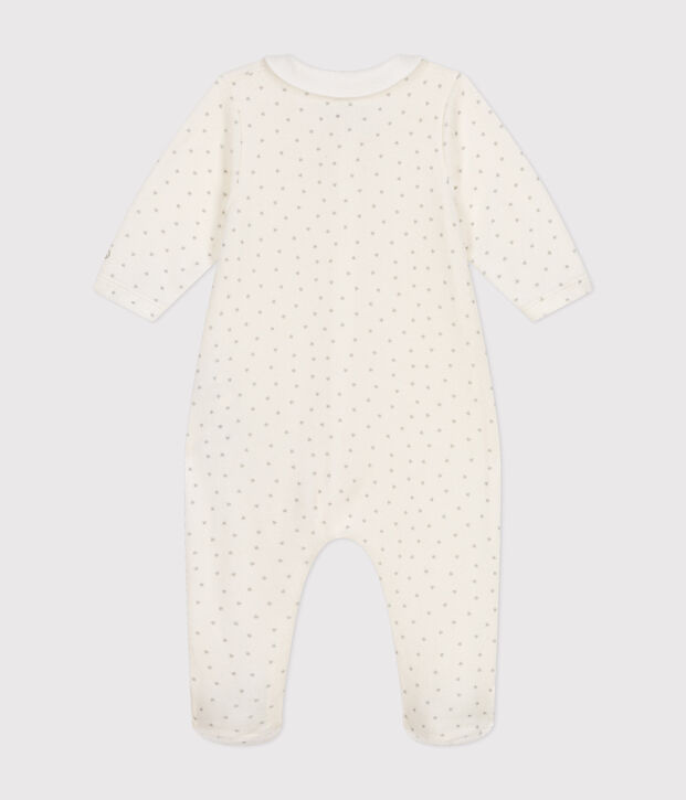 Pyjama en velours b&eacute;b&eacute; blanc/gris
