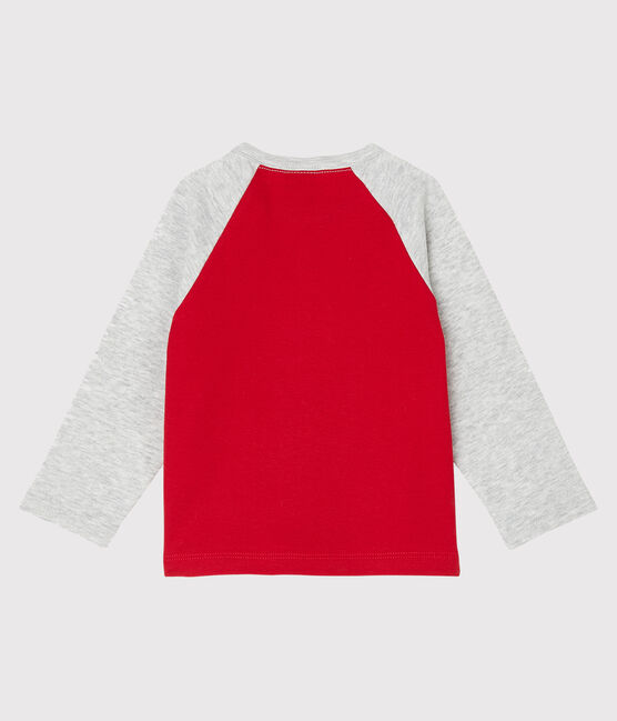 Tee shirt manches longues bébé garçon rouge TERKUIT/gris BELUGA