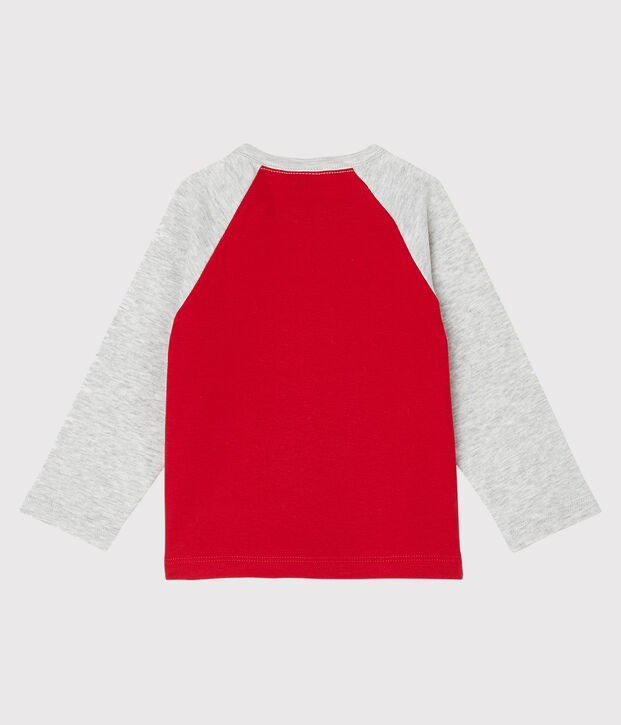 Tee shirt manches longues b&eacute;b&eacute; gar&ccedil;on rouge/gris