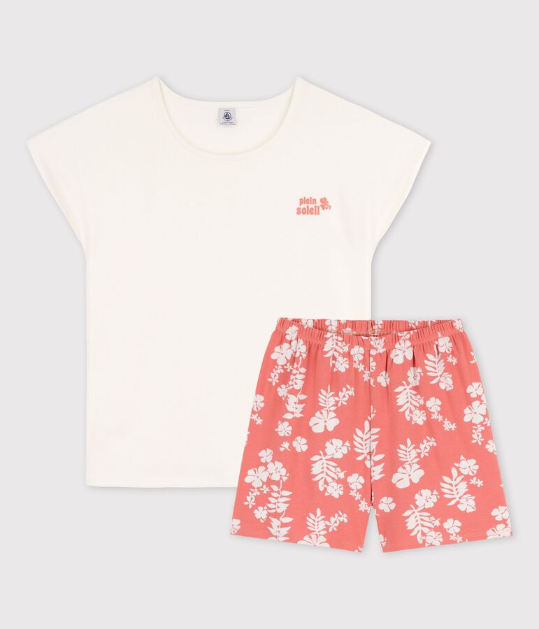 Pyjacourt fille en coton blanc MARSHMALLOW/ PAPAYE