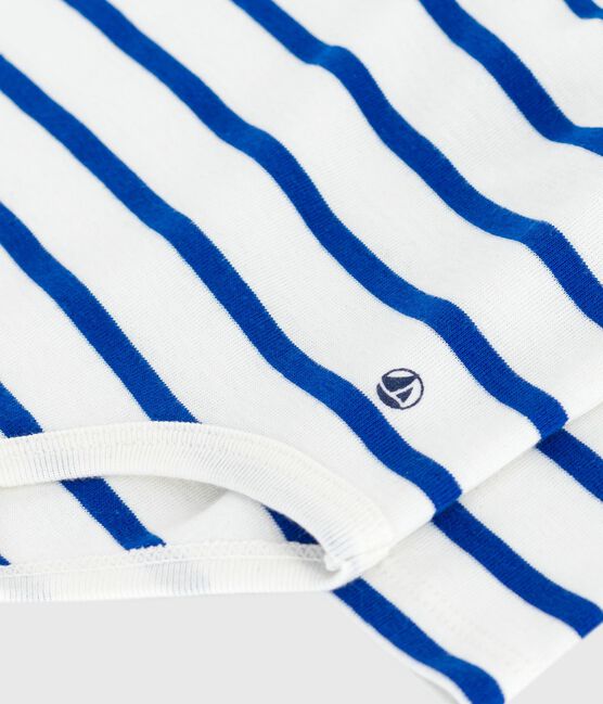 Body bébé en coton col polo rayé bleu MILK/ OLYMPIC