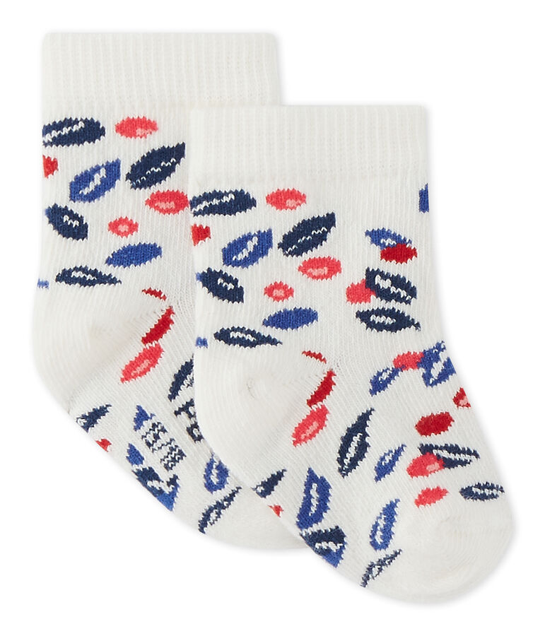 Chaussettes b&eacute;b&eacute; fille imprim&eacute;es blanc/multicouleur