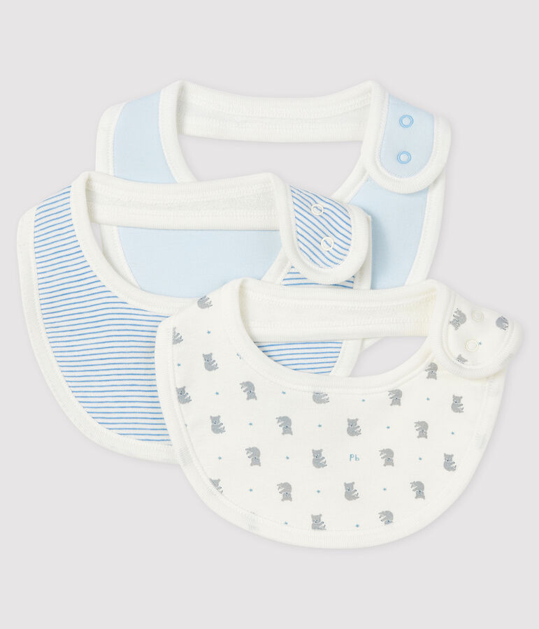 Lot de 3 bavoirs b&eacute;b&eacute; en coton biologique multicouleur