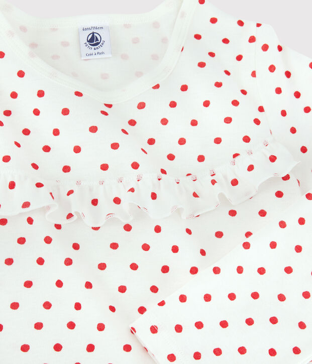 Pyjama pois rouges petite fille en coton blanc/rouge