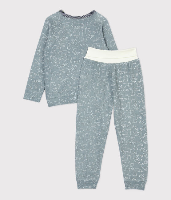 Pyjama ours en bouclette éponge grattée enfant SEDUMBLUE/ MARSHMALLOW