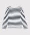 Marinière en jersey enfant fille blanc MARSHMALLOW/ SMOKING ARGENT BRILLANT
