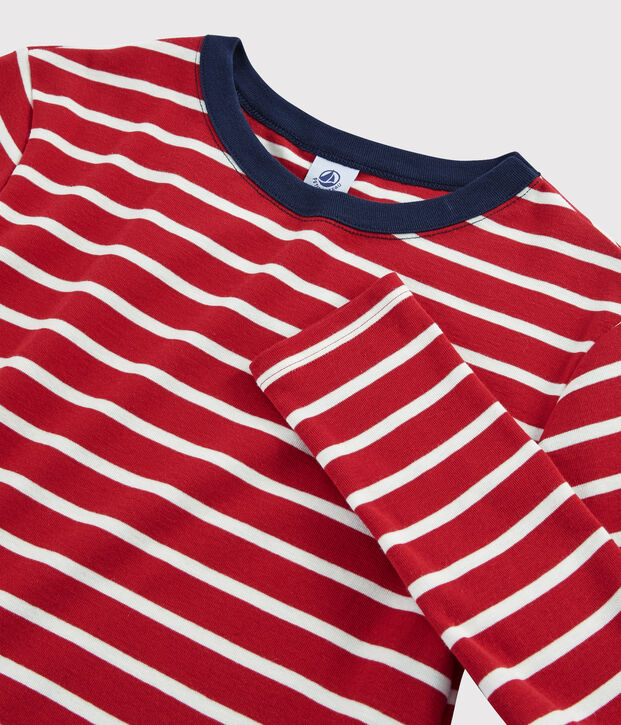 T-shirt iconique col rond Femme rouge/blanc