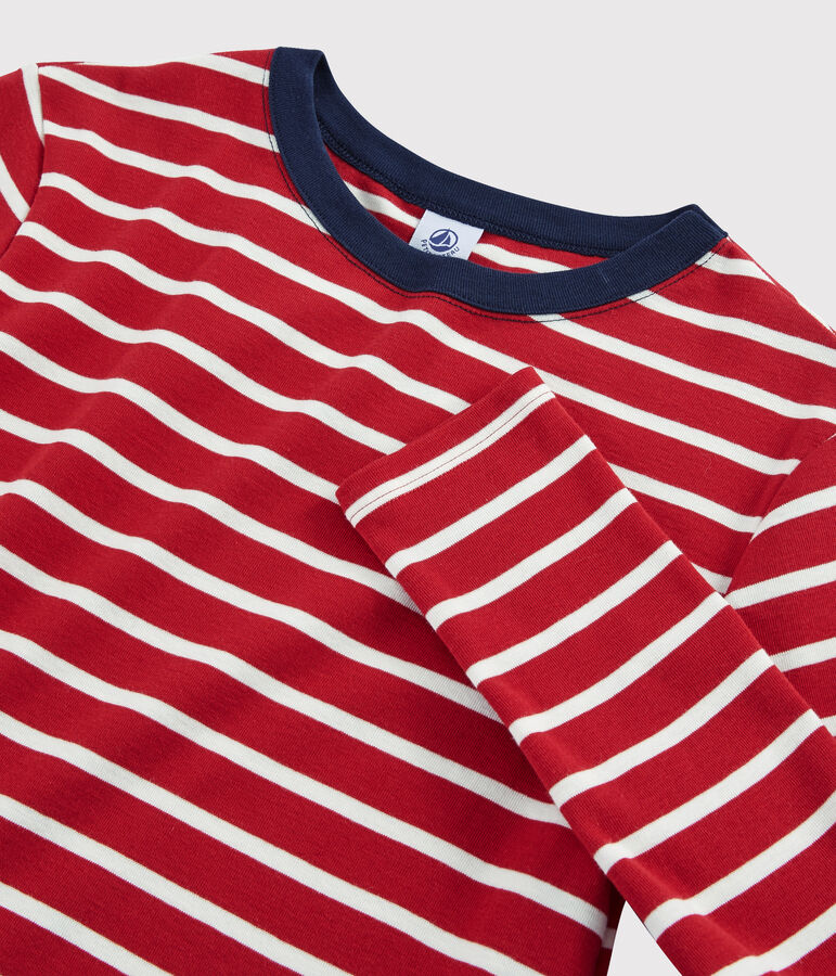 T-shirt iconique col rond Femme rouge/blanc