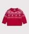 Pull b&eacute;b&eacute; en laine et coton &agrave; motifs jacquard rouge/multicouleur