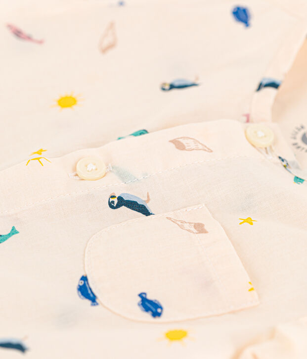 Combinaison imprim&eacute;e en popeline b&eacute;b&eacute; &eacute;cru/multicouleur