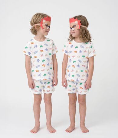 Pyjama short d&eacute;guisement enfant en coton imprim&eacute; masques