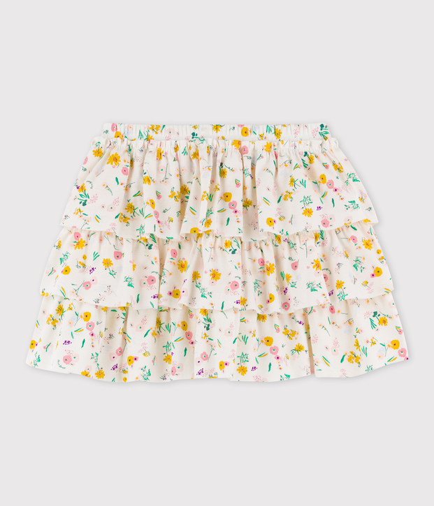 Jupe en coton enfant fille blanc/multicouleur