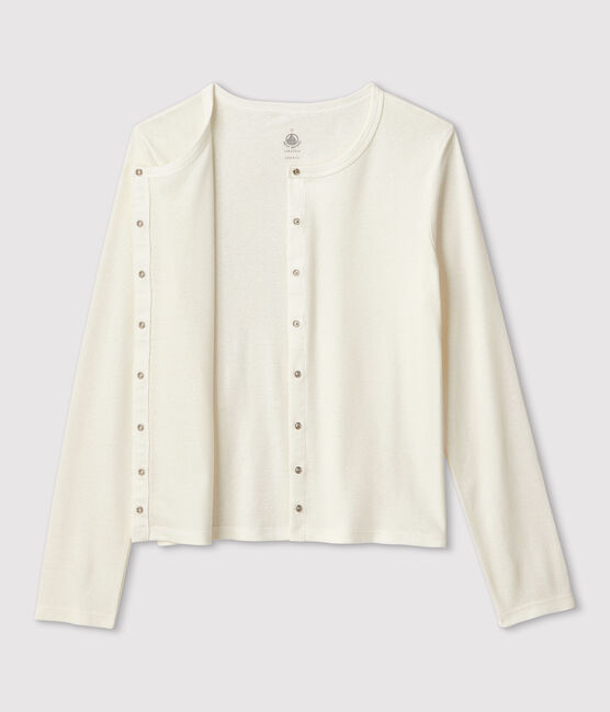 Cardigan en coton/lin uni Femme blanc MARSHMALLOW