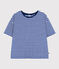 Tee-shirt le Boxy en coton éponge rayé femme bleu SURF/ AVALANCHE