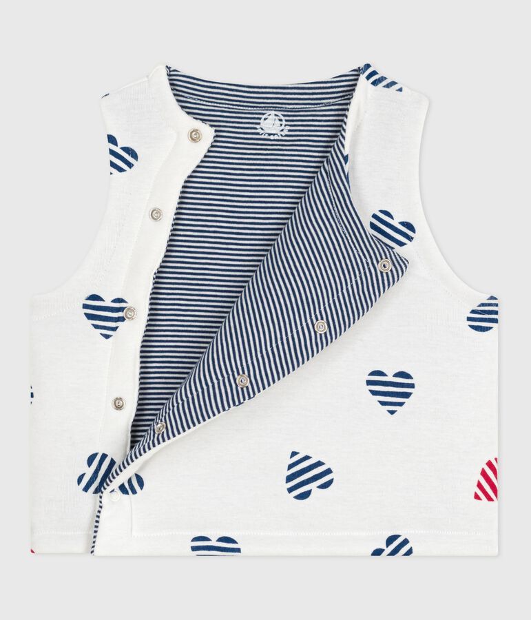 Gilet sans manche r&eacute;versible b&eacute;b&eacute; en coton imprim&eacute; rouge MARSHMALLOW/ SPI