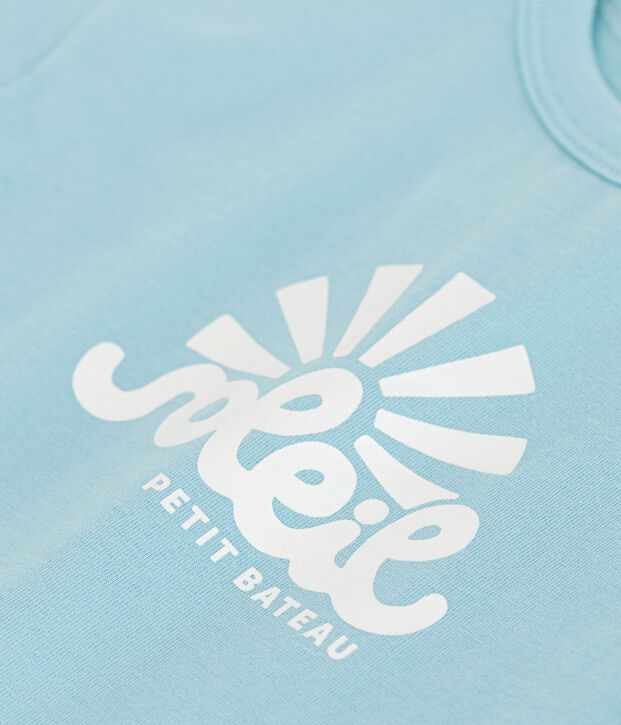 T-shirt b&eacute;b&eacute; en coton &agrave; manches courtes uni bleu