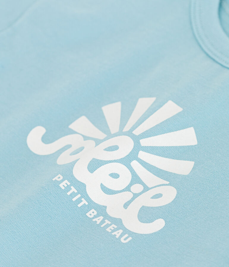 T-shirt b&eacute;b&eacute; en coton &agrave; manches courtes uni bleu AQUATIC