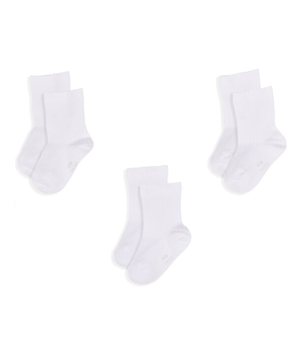Lot de 3 paires de chaussettes b&eacute;b&eacute; gar&ccedil;on blanc