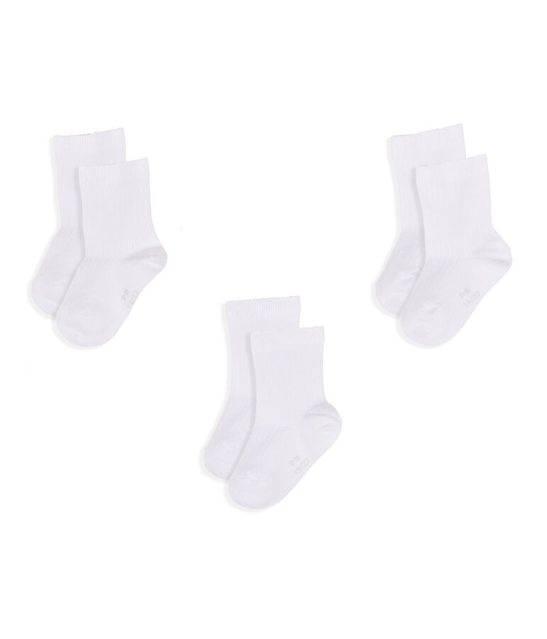 Lot de 3 paires de chaussettes b&eacute;b&eacute; gar&ccedil;on blanc ECUME