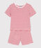 Pyjama short enfant en coton à rayures rouge MARSHMALLOW/ SPI